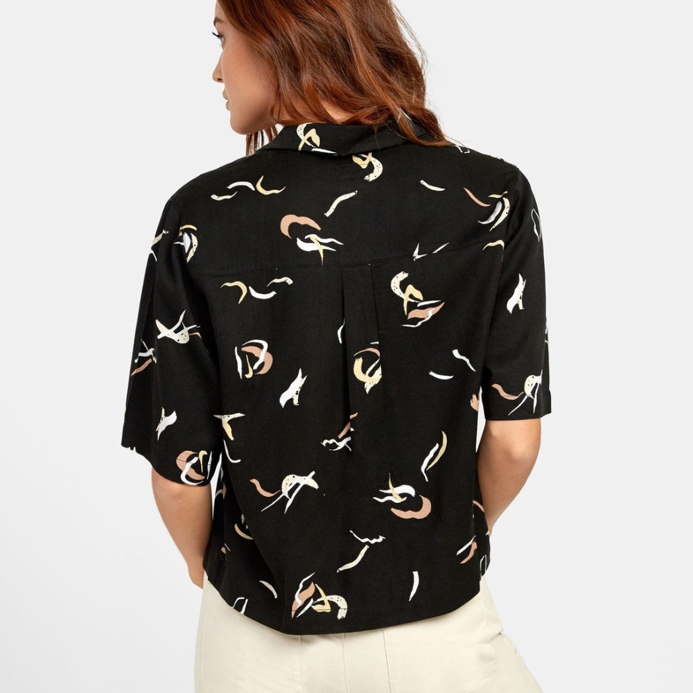 RVCA Boxy unique print short sleeve button down black